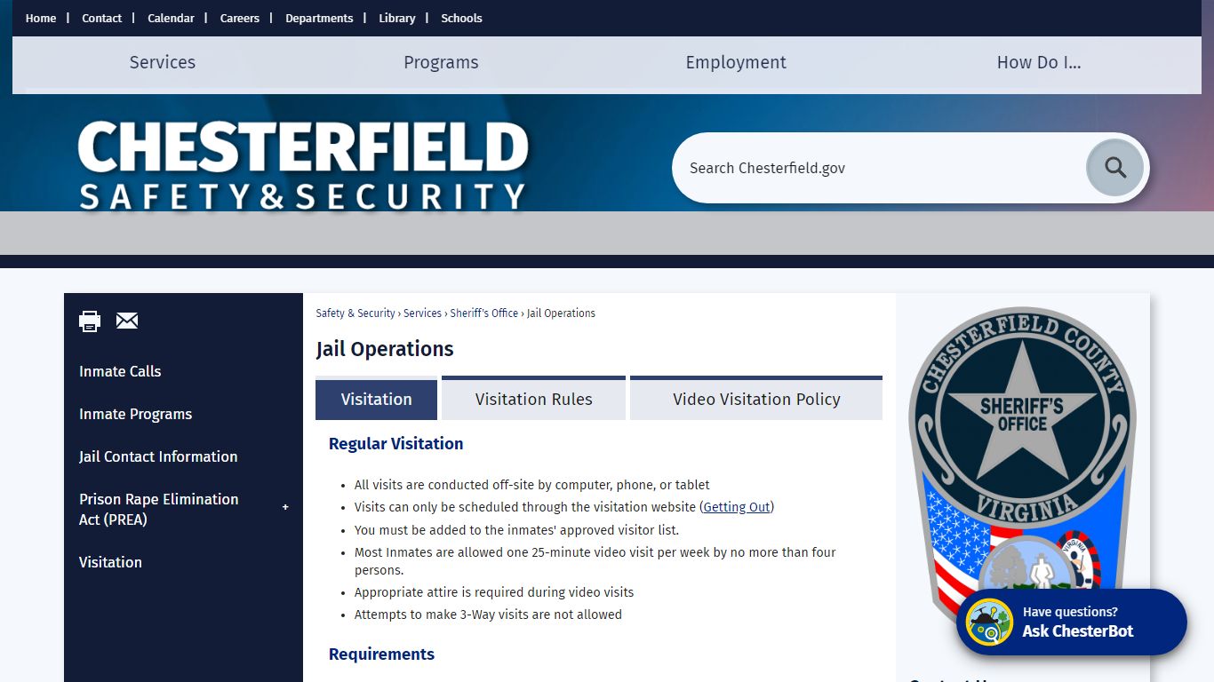 Jail Operations | Chesterfield County, VA