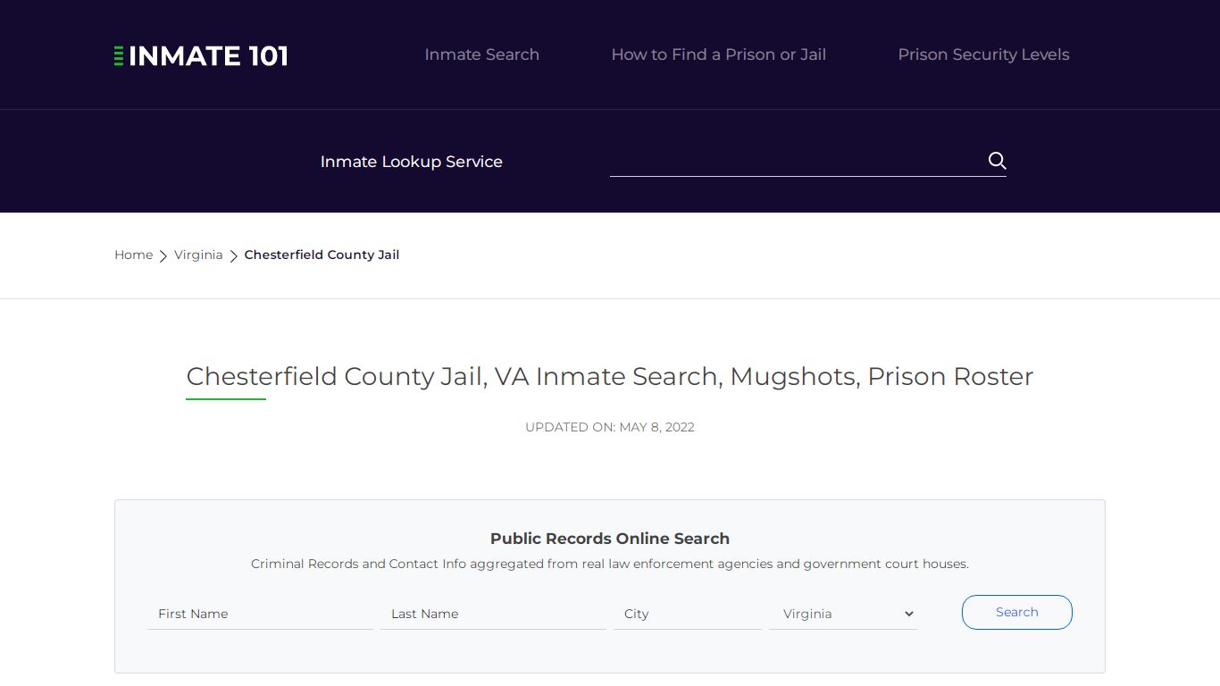 Chesterfield County Jail, VA Inmate Search, Mugshots ...